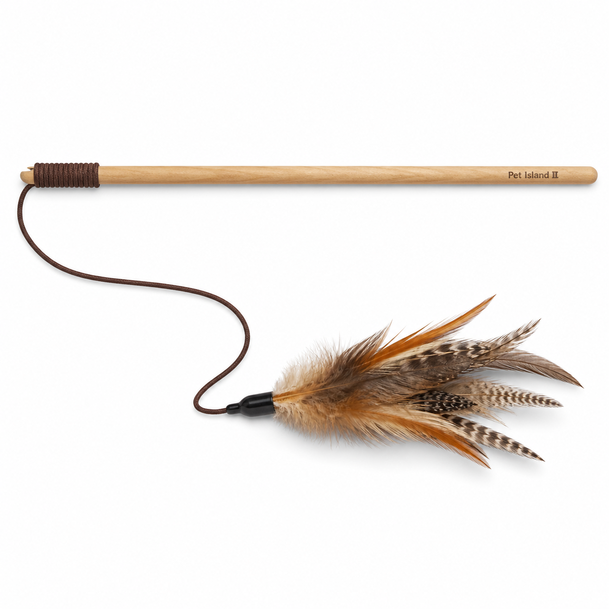 Interactive Cat Feather Wand Toy | Natural Feather Teaser Stick | Indoor Play Exercise Toy | Pet Island II