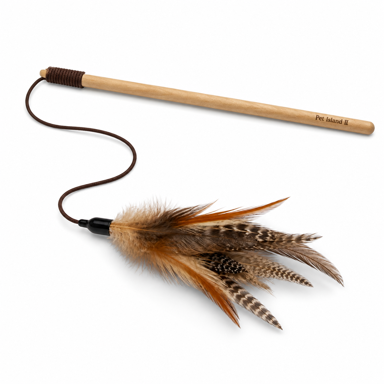 Interactive Cat Feather Wand Toy | Natural Feather Teaser Stick | Indoor Play Exercise Toy | Pet Island II - Image 3