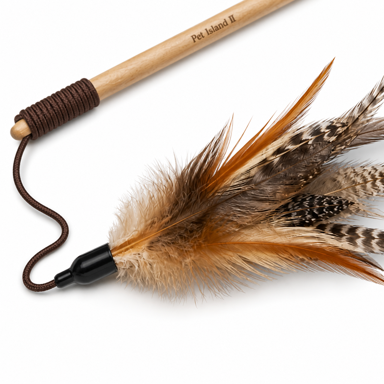 Interactive Cat Feather Wand Toy | Natural Feather Teaser Stick | Indoor Play Exercise Toy | Pet Island II - Image 2