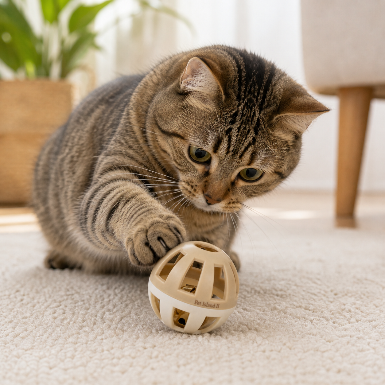 Interactive Bell Cat Ball Toy | Rolling Cage Ball with Sound | Indoor Active Play Toy | Pet Island II - Image 3
