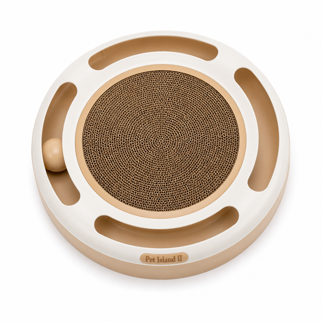 Interactive Cat Scratcher Toy with Ball Track | Corrugated Scratch Pad & Rolling Ball | Indoor Play Toy | Pet Island II