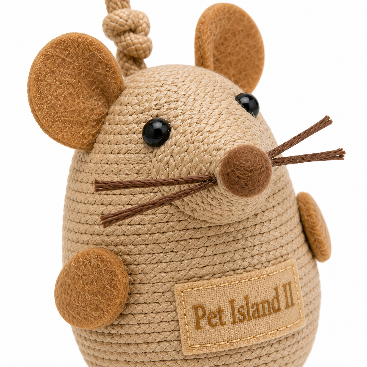 Hanging Mouse Cat Toy with Rope & Feather Tail | Interactive Hanging Cat Toy | Natural Texture Play Toy | Pet Island II - Image 3