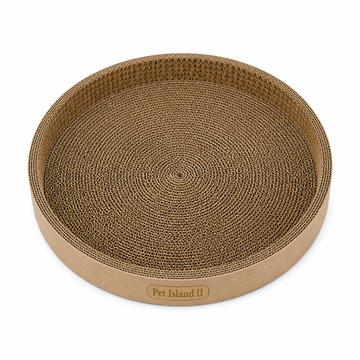 Round Cardboard Cat Scratcher Bed | Corrugated Scratch Pad Lounge for Cats | Durable Scratching Toy | Pet Island II