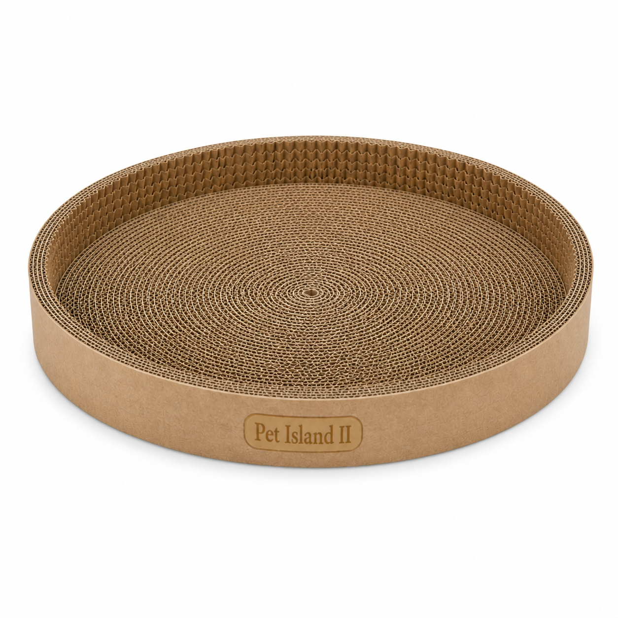 Round Cardboard Cat Scratcher Bed | Corrugated Scratch Pad Lounge for Cats | Durable Scratching Toy | Pet Island II - Image 4