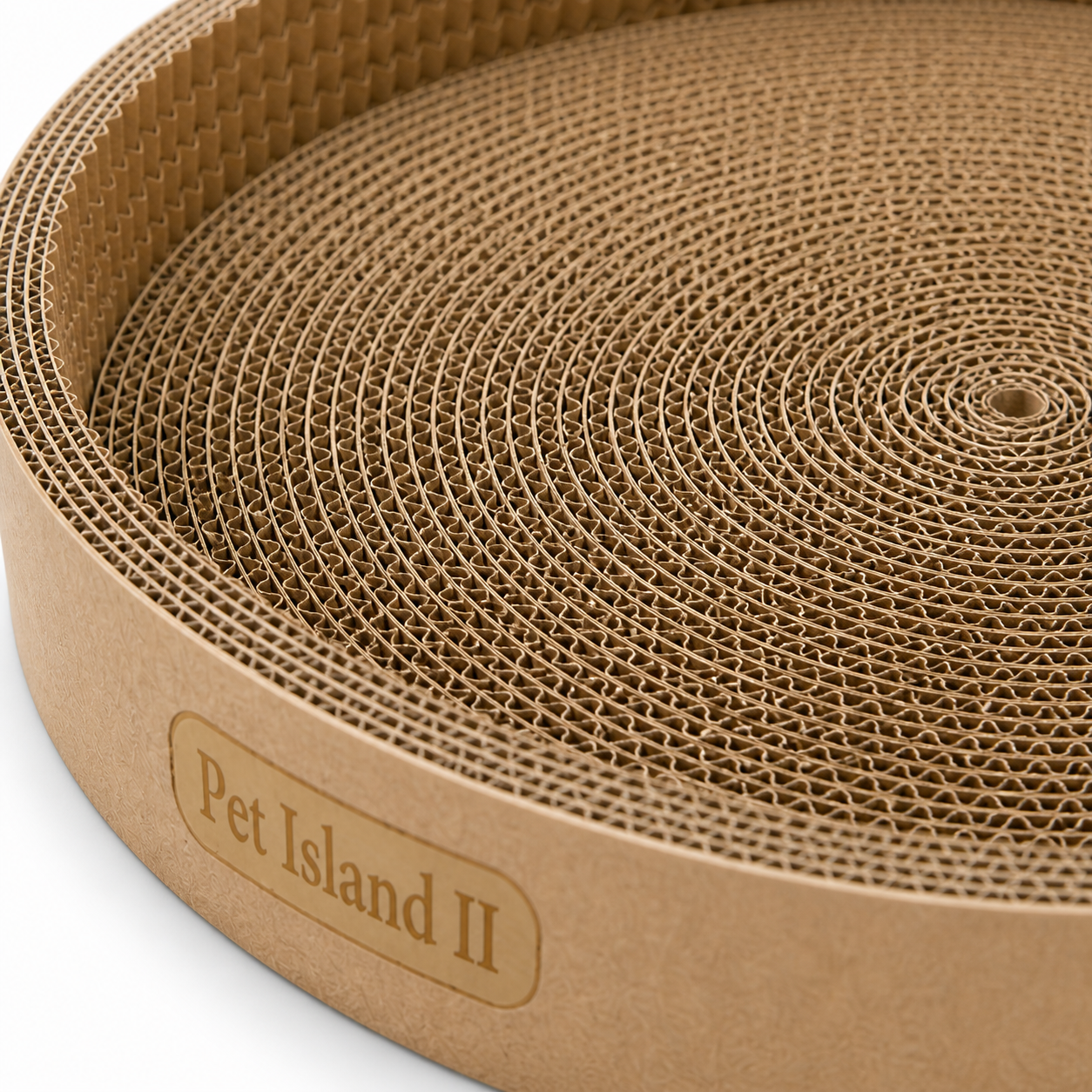 Round Cardboard Cat Scratcher Bed | Corrugated Scratch Pad Lounge for Cats | Durable Scratching Toy | Pet Island II - Image 3