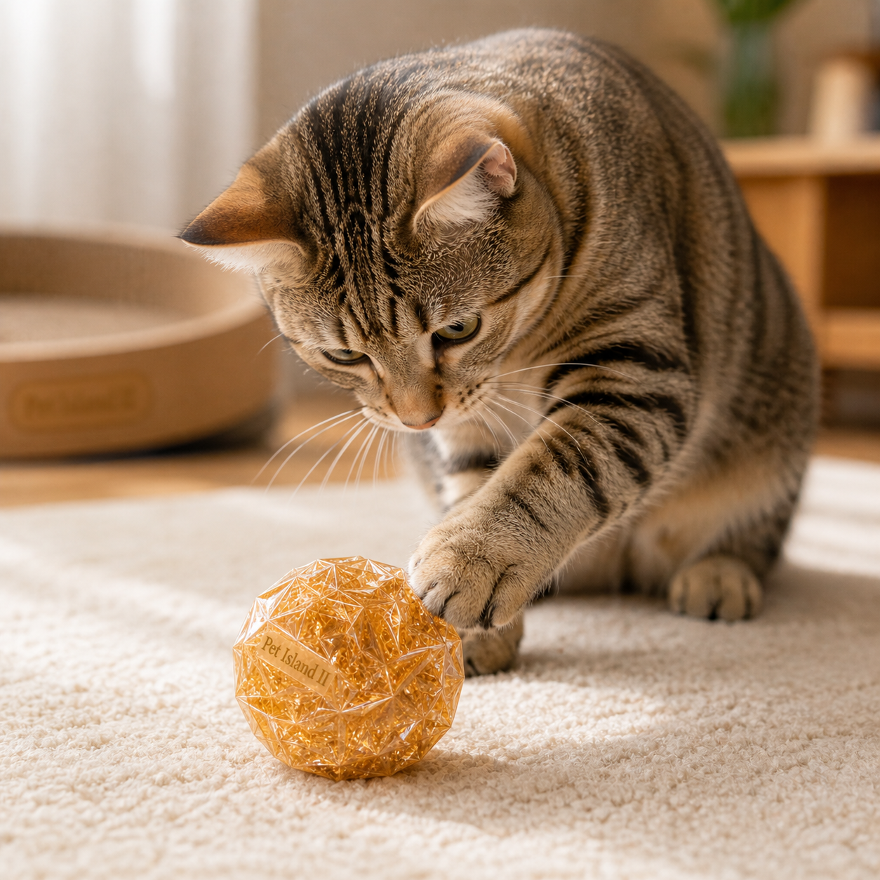Geometric Crinkle Cat Toy Ball | Interactive Lightweight Play Ball for Cats | Textured Stimulating Toy | Pet Island II - Image 5